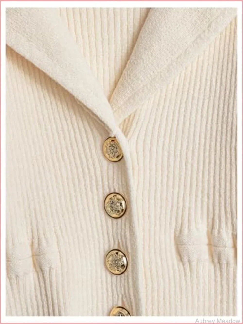 Button Down Cardigan Long Sleeve Ribbed Knit Fitted Sweater